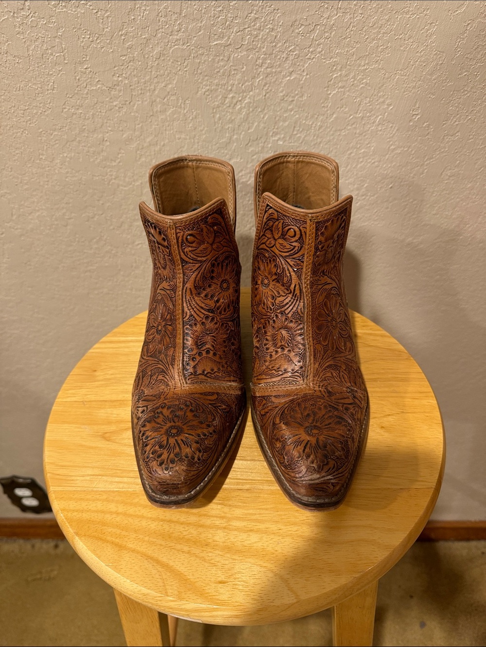 Myra Floral Tooled Leather Ankle Booties - Picture 3 of 6